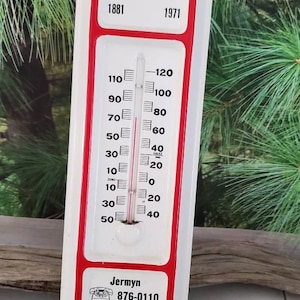 Enamel & Metal Thermometer BATTENBERG&#39;S 90 Years In Business 1970s Advertising Red, White, Black  #3152