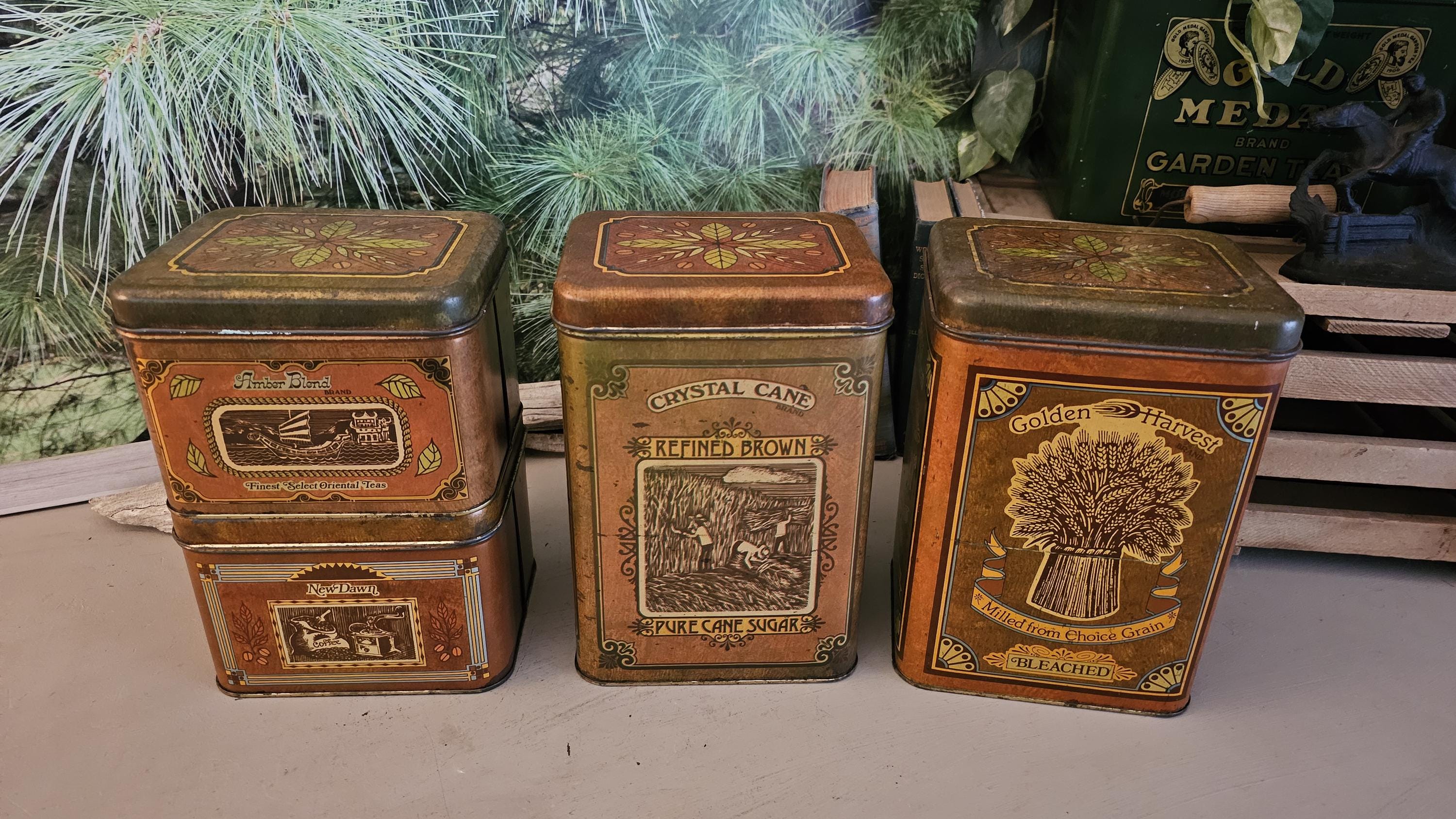 1970s Golden Harvest Cheinco Canister Set: Vintage Kitchen Storage