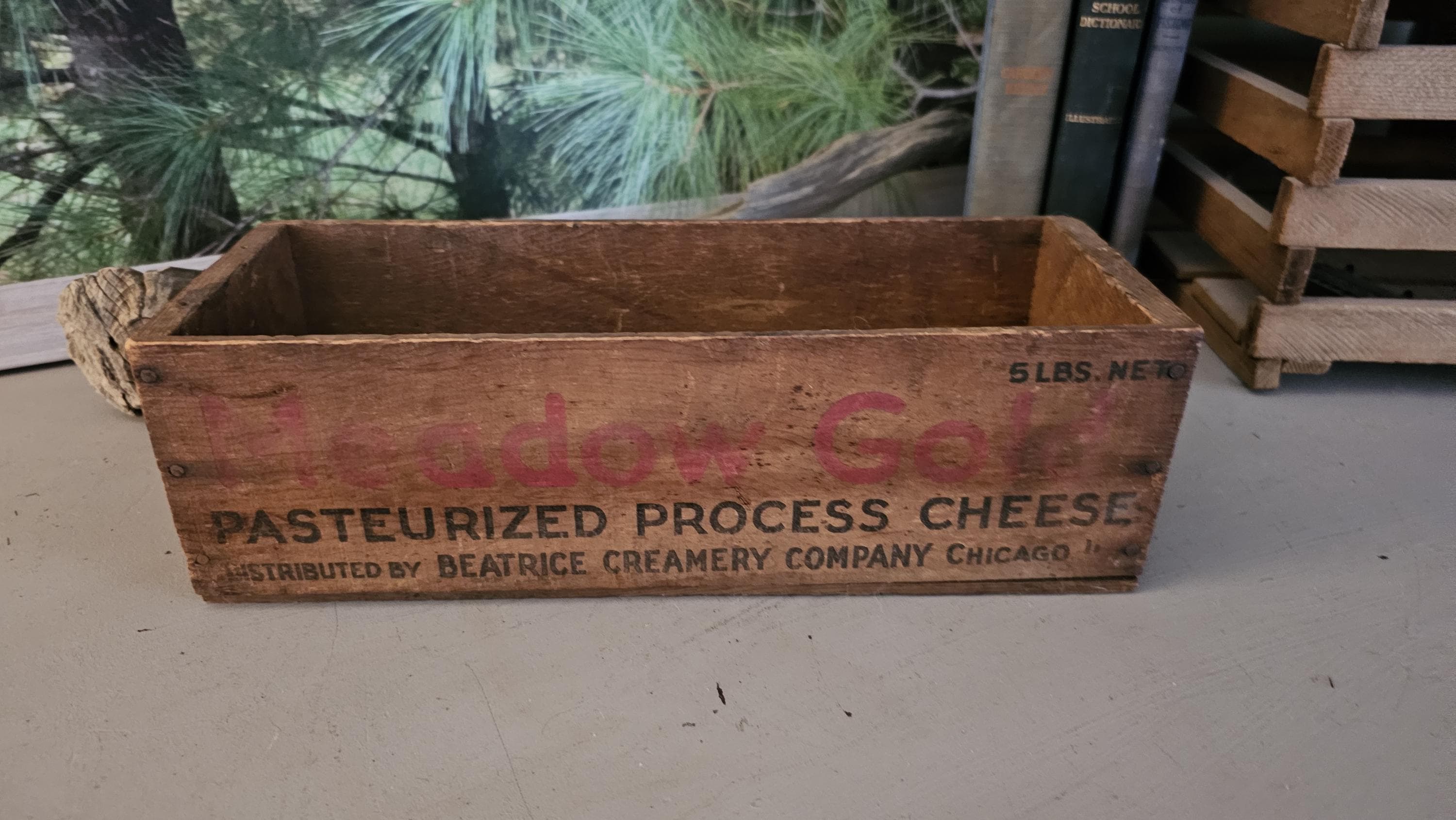 Vintage Meadow Gold Cheese Box: Beatrice Creamery Advertising