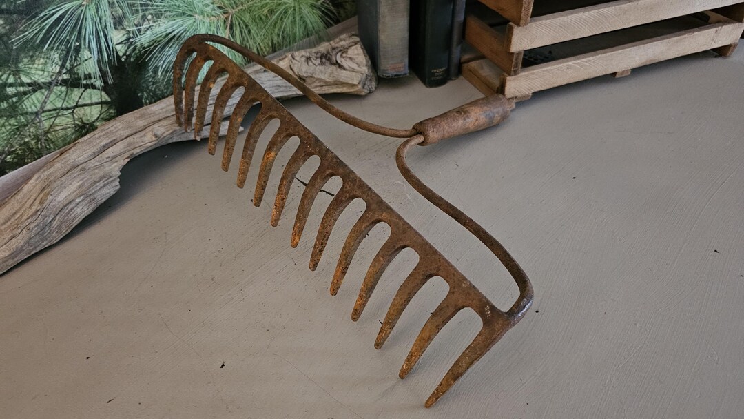Rustic Cast Iron Rake Head: Farmhouse Garden Tool Supply - Etsy