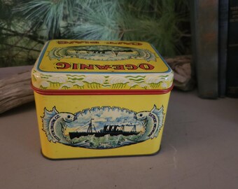 Vintage Oceanic Cut Plug Tobacco Tin: Detroit Maritime Collectible