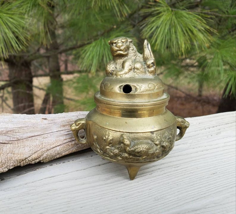 Brass FOO Dog Incense Burner Made in Korea / Vintage Brass Etsy Canada