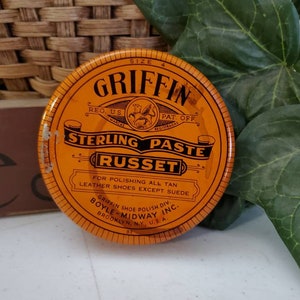 GRIFFIN Sterling Paste Russet Shoe Polish Tin Collectible Advertising Tin  #1807