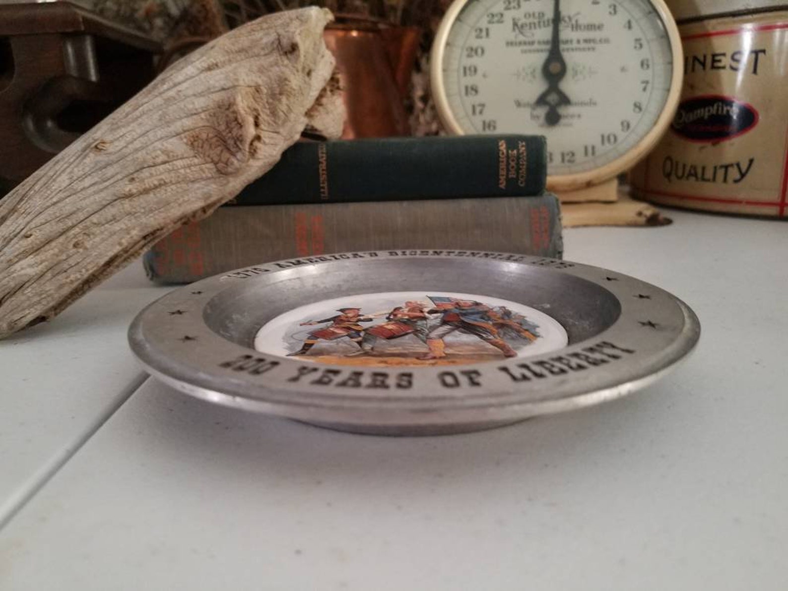 Pewter Wine Bottle Coaster Bicentennial Americana Art China Etsy