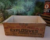 Antique Wooden Gold Medal Explosives Crate Illinois Powder Mfg. Co., Rustic Home Decor  #3484