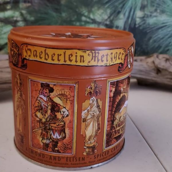 Haeberlein Metzger Nurnberger German Cookie Tin Gold & Brown   #2523