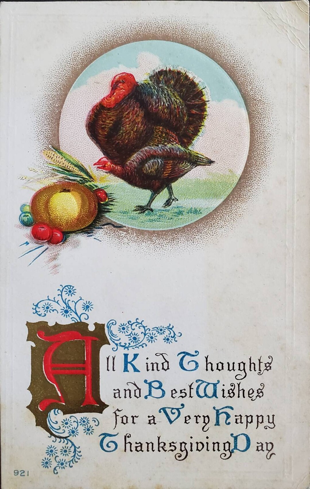 Antique Thanksgiving Day Postcard With Turkey / Ephemera Postcard - Etsy