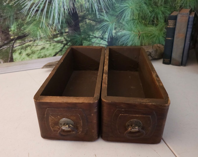 Antique Wood Sewing Machine Drawers With Original Drawer Pulls Vintage Sewing Drawer Display Box
