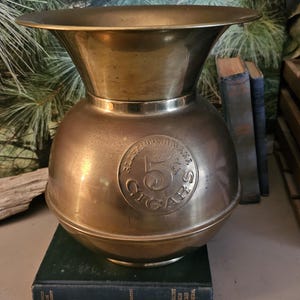 All Famous 5 Cent Cigars Brass Spittoon Vintage Home Decor Man Cave Decor  #4728