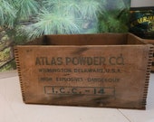 Antique Atlas Powder Company Explosives Wood Finger Jointed Crate World Globe Design  #3529