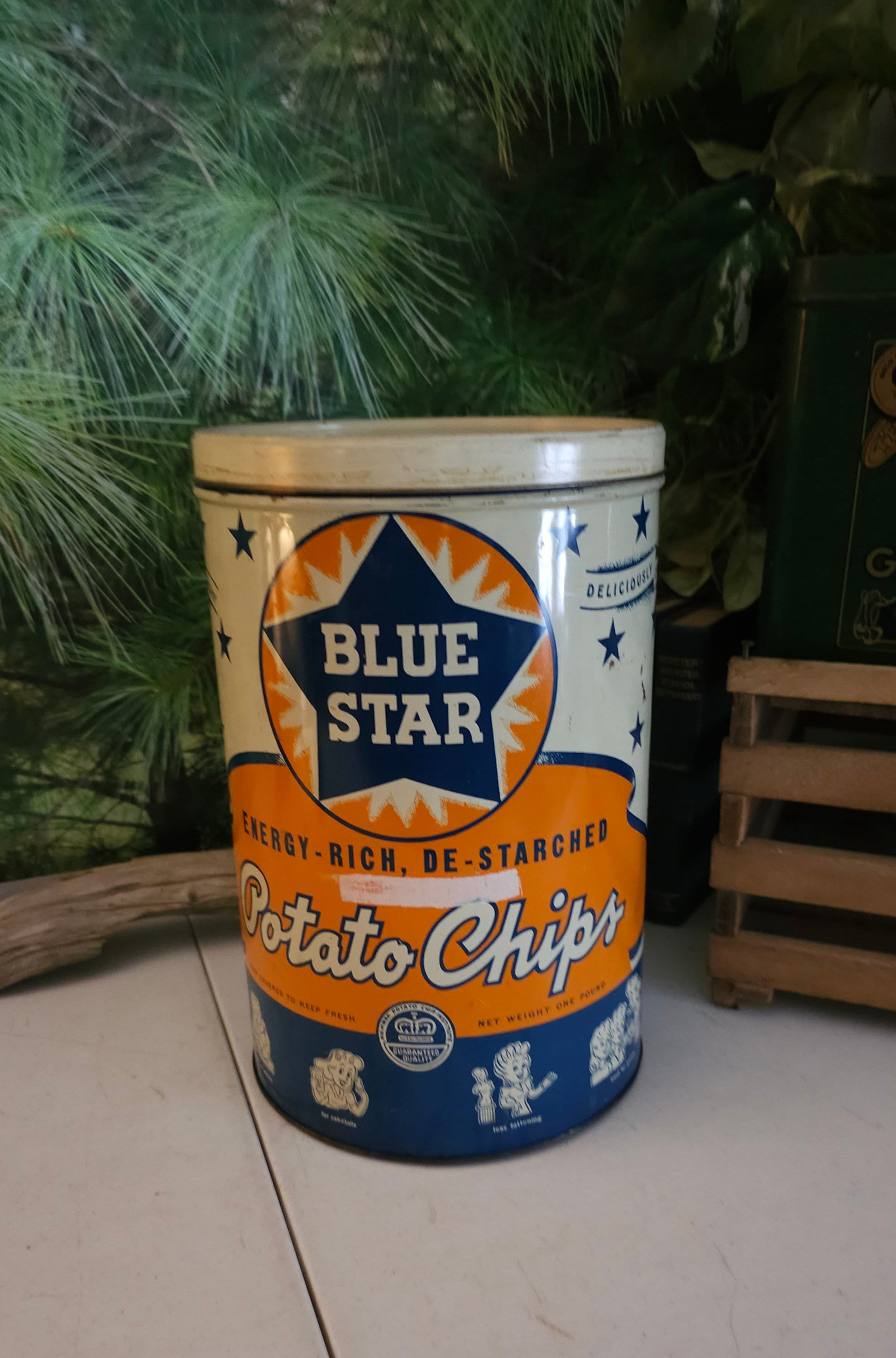 アンティーク缶　ヴィンテージ缶 ⑦ POTATO CHIPS Cain's Antique Potato Chip Can | eBay