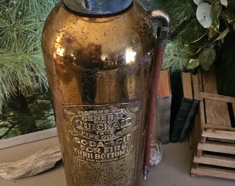 Vintage Brass Fire Extinguisher: General Quick Aid Soda Acid