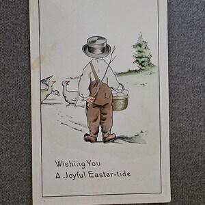 Antique Postcard Whitney Made Wishing You A Joyful Easter-Tide Boy With Eggs Collectible Ephemera Gift for Her