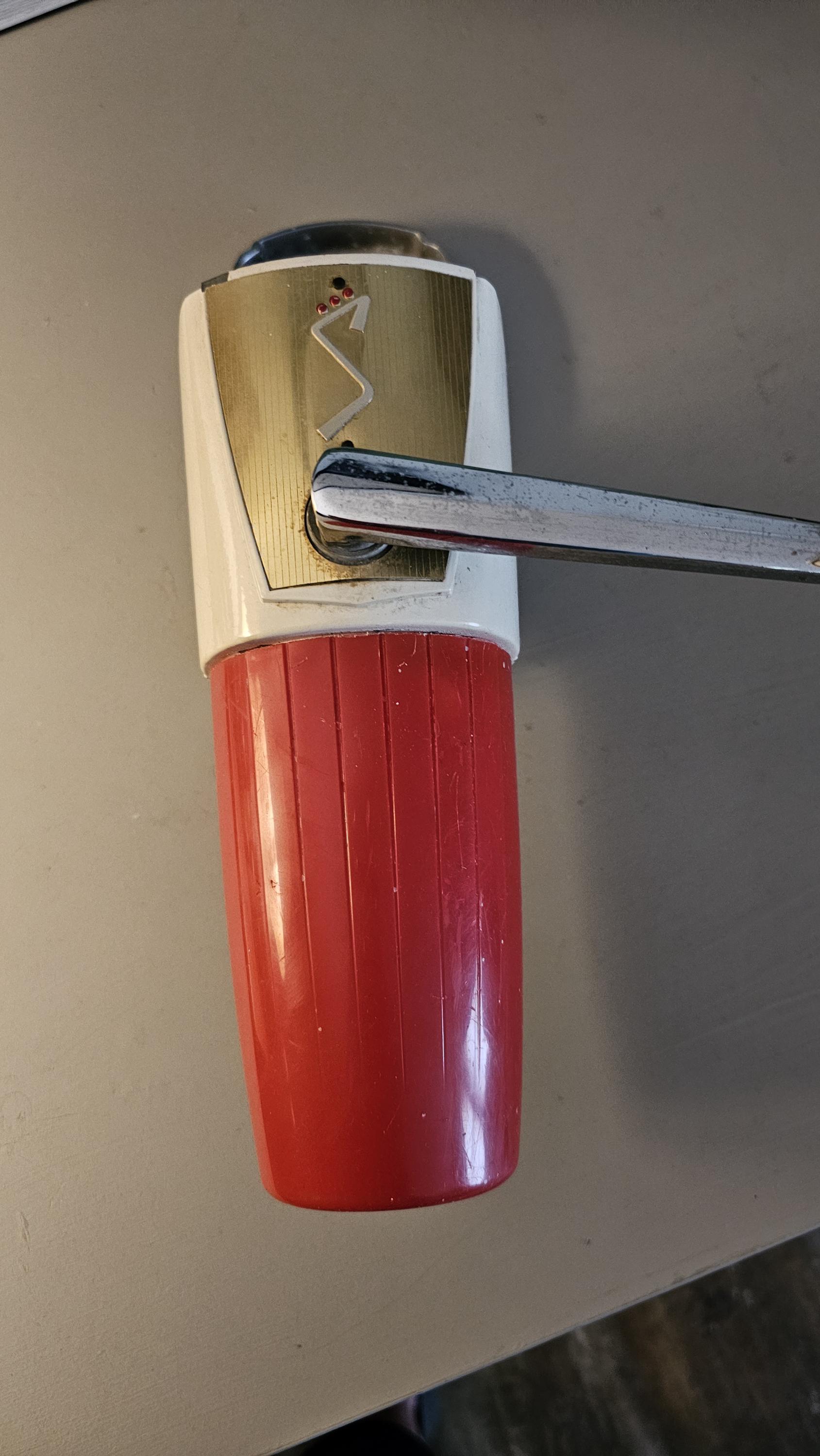 Vintage Swing-a-way Ice Crusher: Atomic Red & White, MCM