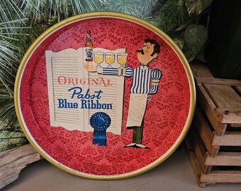 Pabst Blue Ribbon ノベルティグッズセット☆TENDERLOIN Vintage 1960s Pabst Blue Ribbon Metal Bar Tray, Man Holding Beer