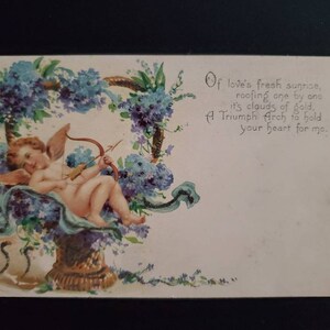 Vintage Valentine Postcard with Cupid and Bow Douglas Postcard Company Valentine Collectible Ephemera