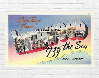 Wildwood By The Sea NJ Linen Postcard Art (Digital Download)