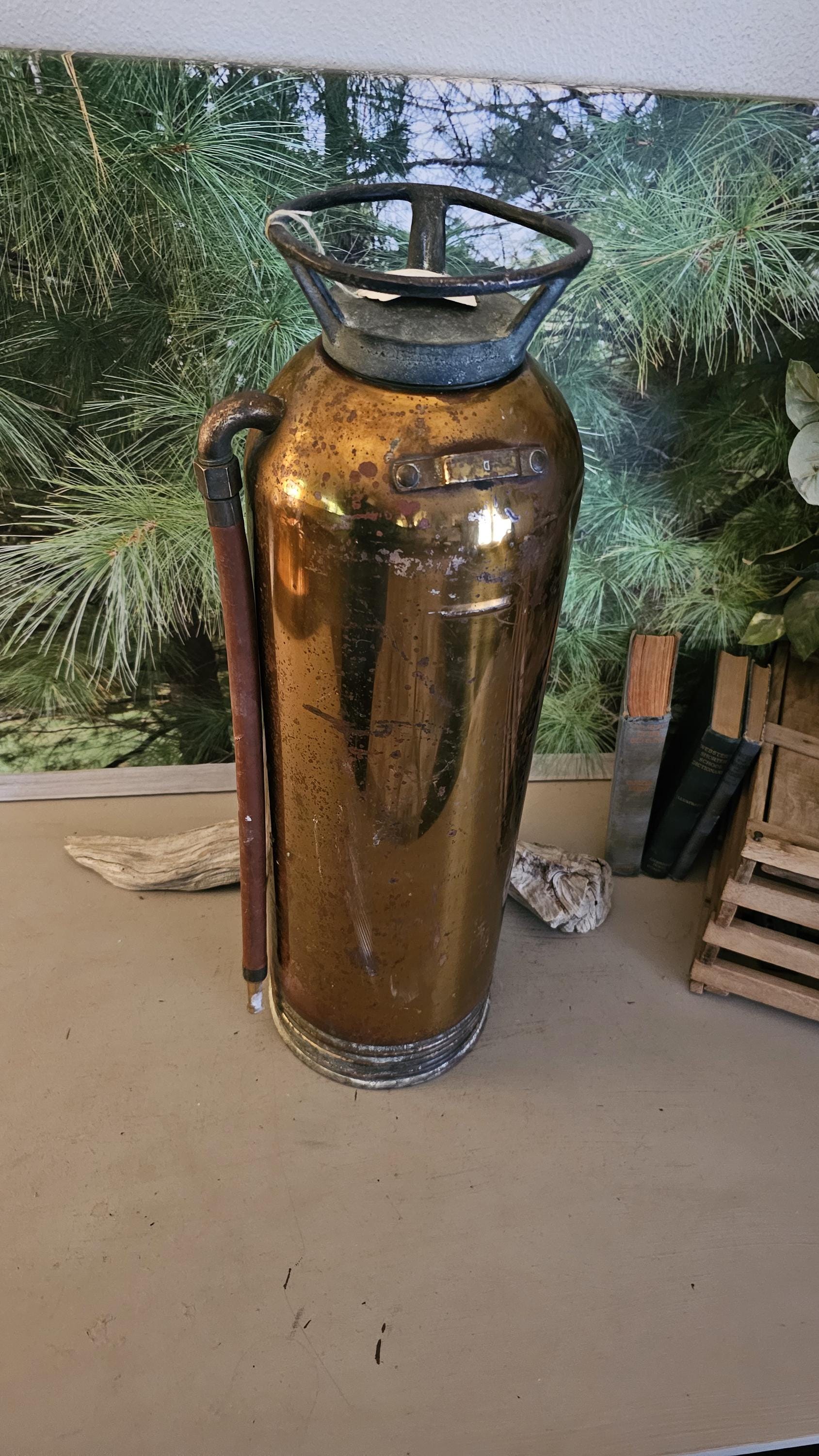 Vintage Brass Fire Extinguisher: General Quick Aid Soda Acid