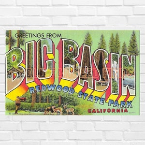 Download digital Letras grandes Saudações do BIG BASIN Redwood State Park Cartão postal da Califórnia Cartão postal digital Art Craft Scrapbooking Supply