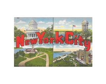 デジタルダウンロード ニューヨークからの挨拶 1930 年代 リネンポスト