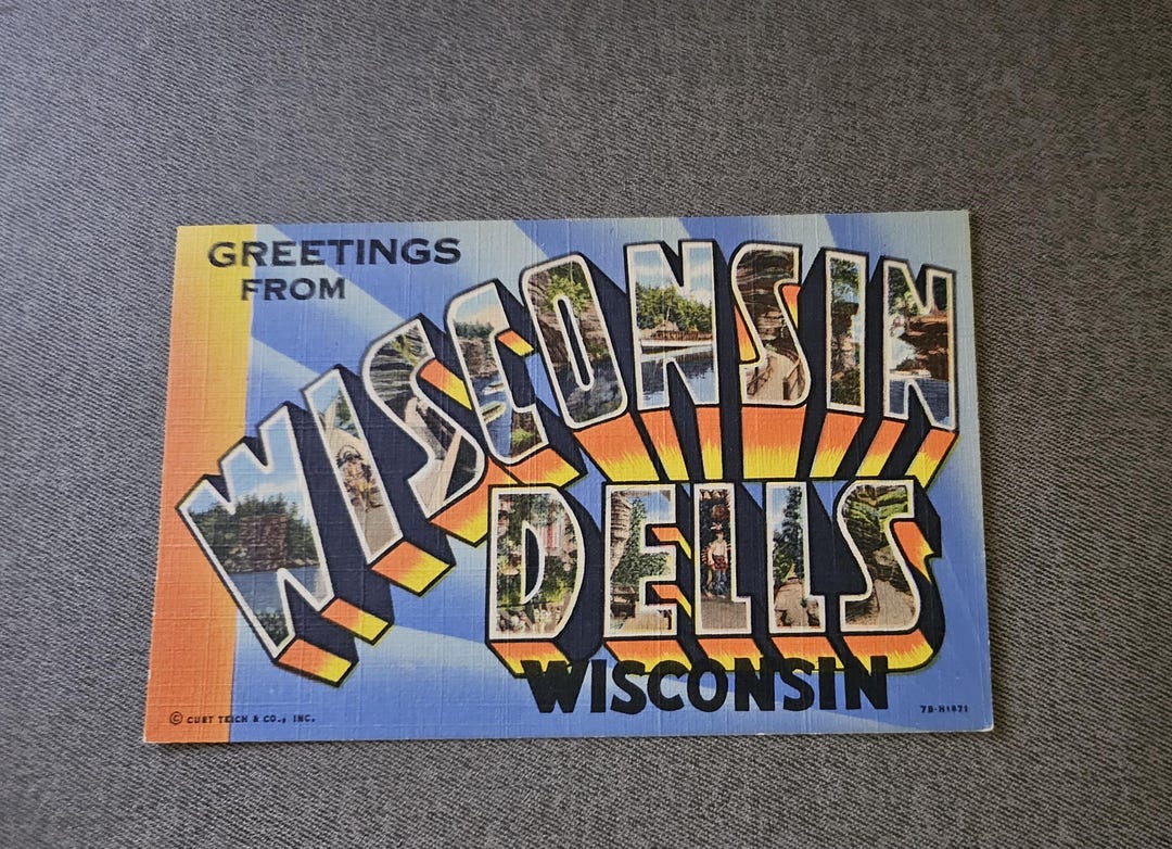 Wisconsin Dells Linen Postcard: Large Letter Greetings, Unused Ephemera ...