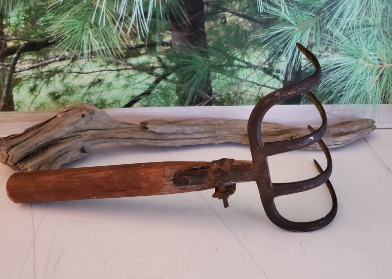 4 Tine Curved Pitchfork/cultivator Head Cast Iron With Cut off Etsy