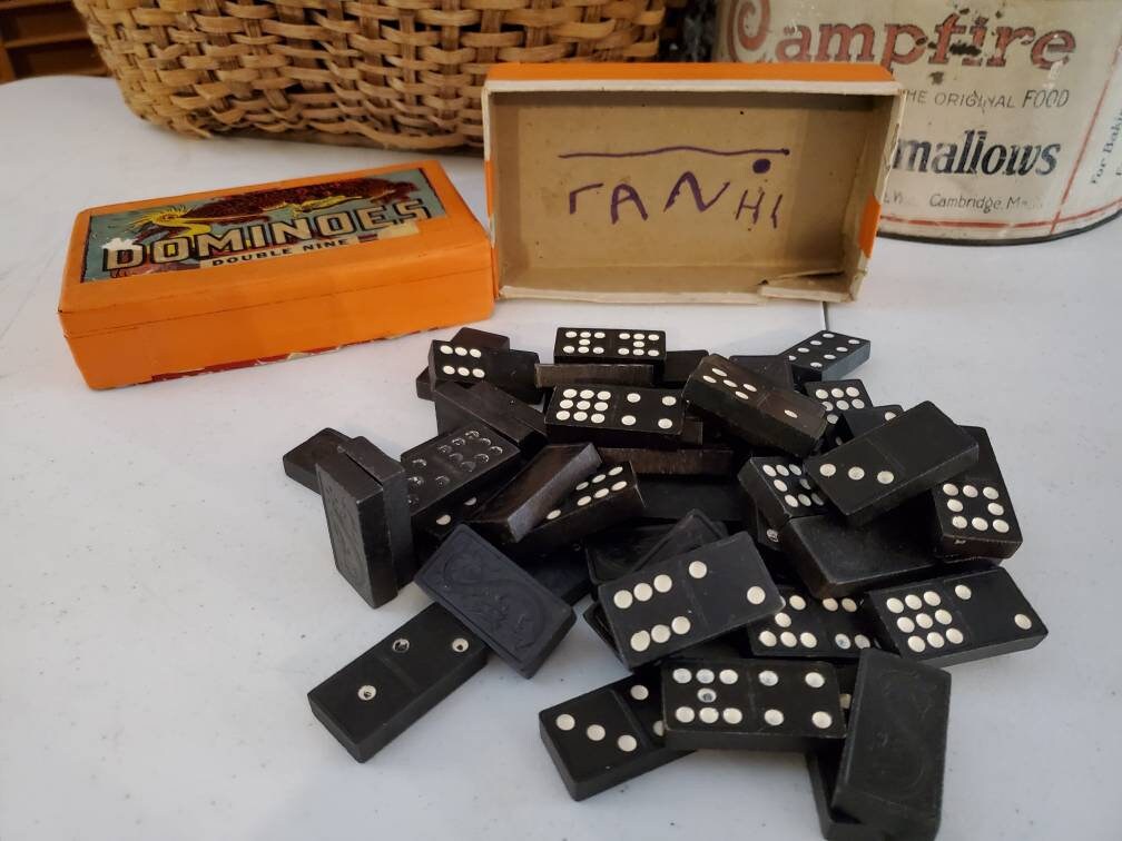 1950's Halsam Double Nine Dragon Dominoes 55 Piece Halsam Domino