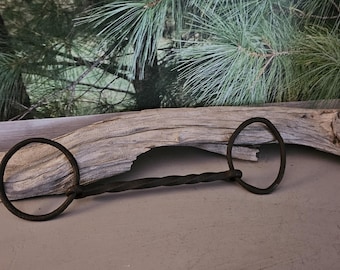 Antique Primitive Hand Forged Horse Bit Twisted Iron Center Rusty Farmhouse Western Decor  #4438