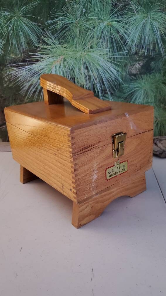 Vintage Griffin Shine Master Shoe Shine Box No Key Wood Shoe Shine