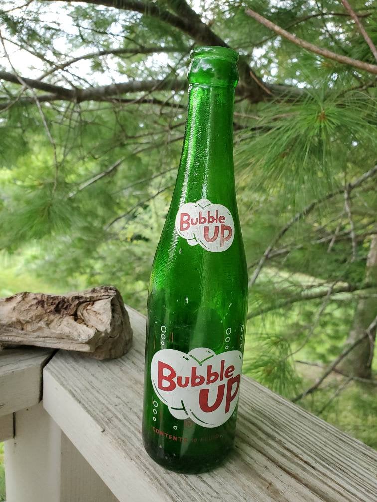 Old Bubble up 10 Fluid Ounce Green Glass Soda Bottle Peoria