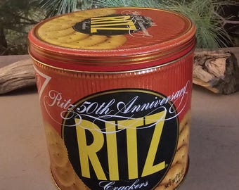 Vintage Ritz Cracker Tin: 50th Anniversary Kitchen Storage #4291