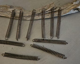 Set of 10 Rusty Coil Bed Springs, Primitive Craft Supply, Steampunk Nodders (5" Long) #5153