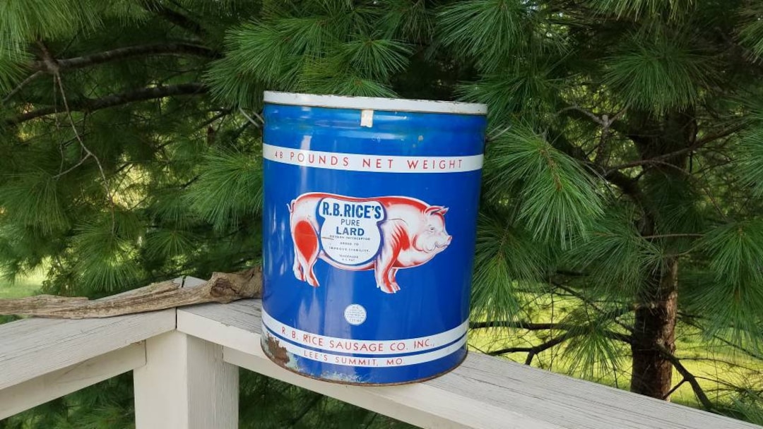 Large R. B. Rice Vintage Lard Bucket With Original Lid Marked Etsy