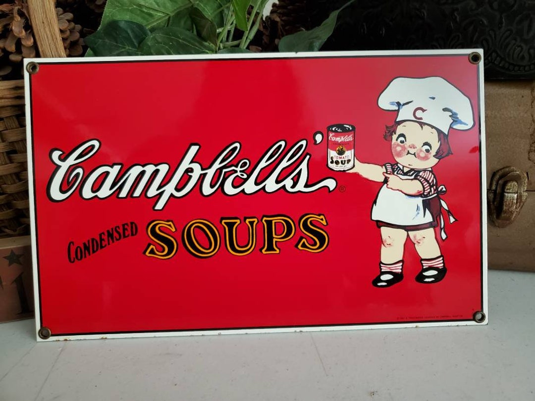 Porcelain Red CAMPBELL'S CONDENSED SOUP Ande Rooney Sign Vintage