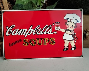 Porcelain Red CAMPBELL'S CONDENSED SOUP Ande Rooney Sign Vintage Advertising #1900