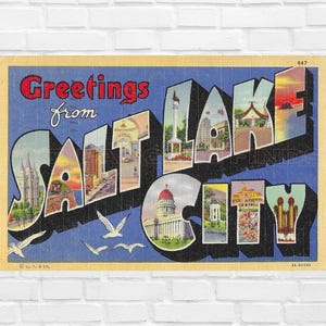 Digitaler Download Postkarte Big Letters Greetings From SALT LAKE CITY Kunst Handwerk Scrapbooking Versorgung Memory Wall