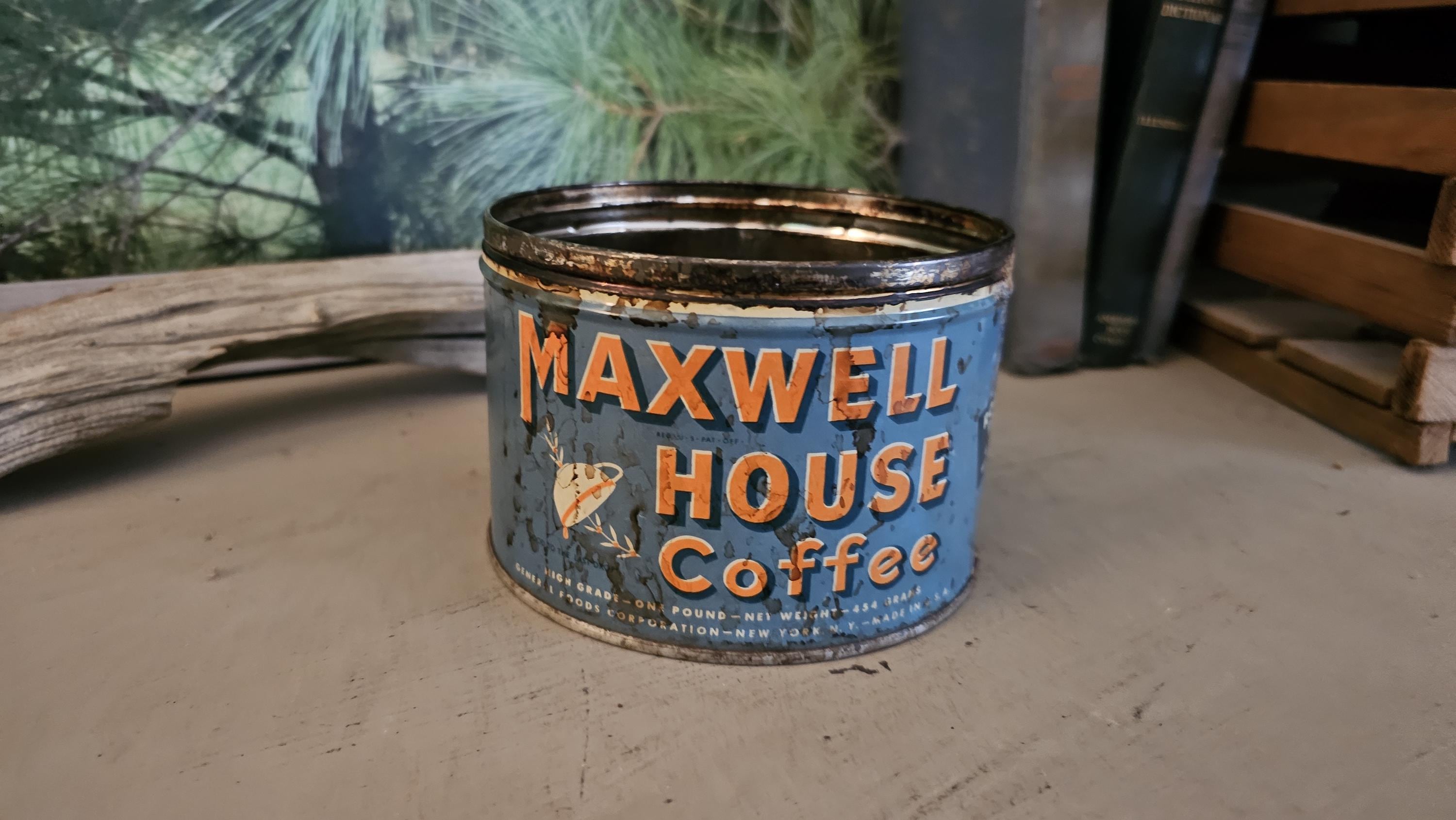 1940s Maxwell House Coffee Can No Lid Antique Coffee Advertising