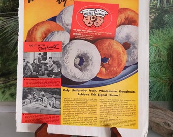 1930s Tested Quality Doughnuts Magazine Ad Art Deco Wall Art