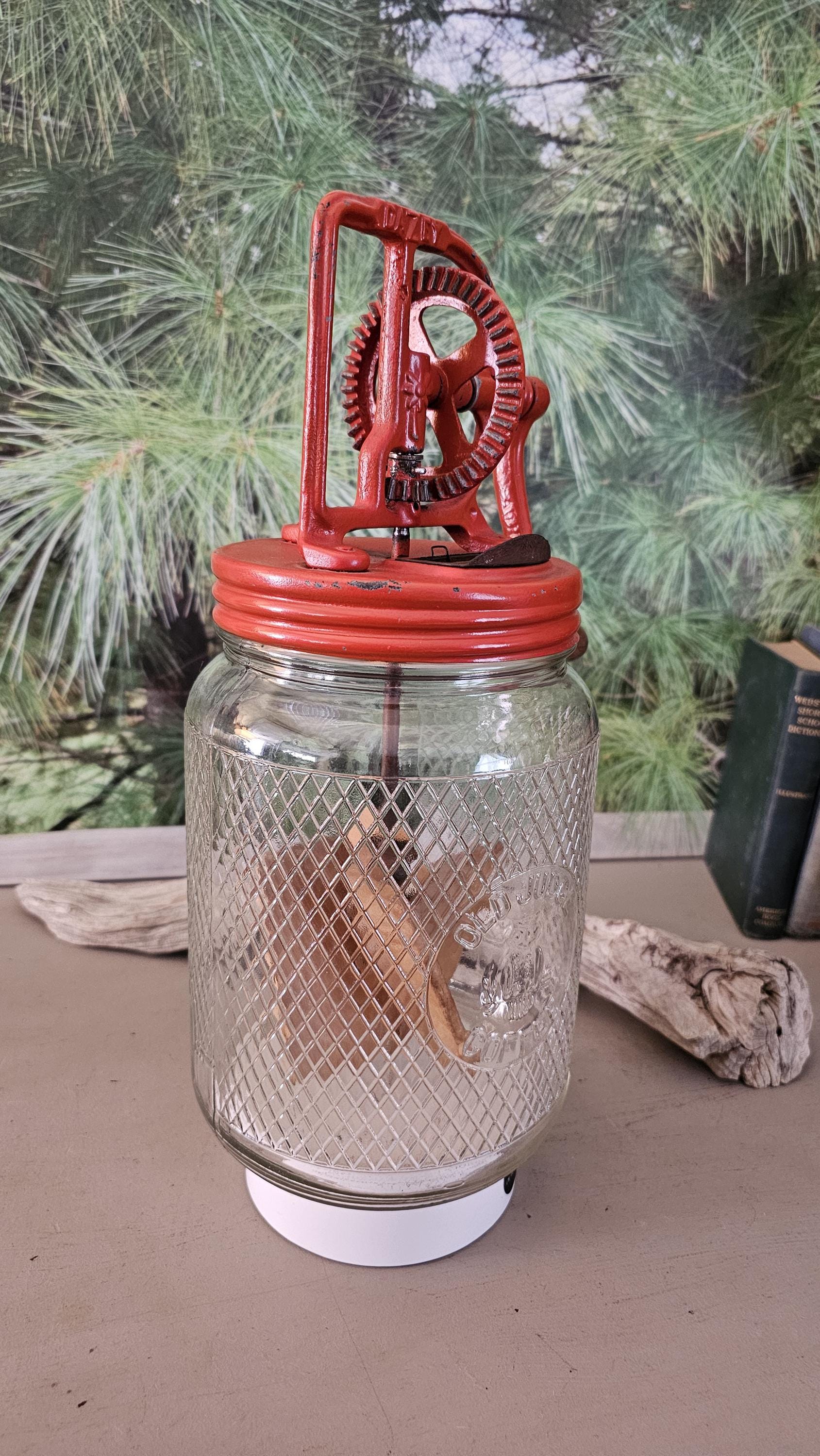 Vintage Butter Churn Glass Jar - Etsy