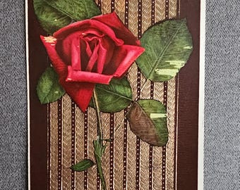 Embossed Red Rose Birthday Wishes Postcard: Antique German Ephemera