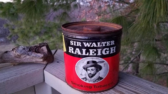 tobacco raleigh Sir Walter Raleigh Smoking Tobacco Can Vintage Advertising Distressed  Tobacco Collectible Tin Man Cave Decor