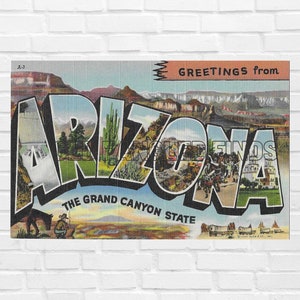Download digitale Grandi lettere Saluti dall'ARIZONA La cartolina dello stato del Grand Canyon, artigianato, scrapbooking, fornitura di memoria
