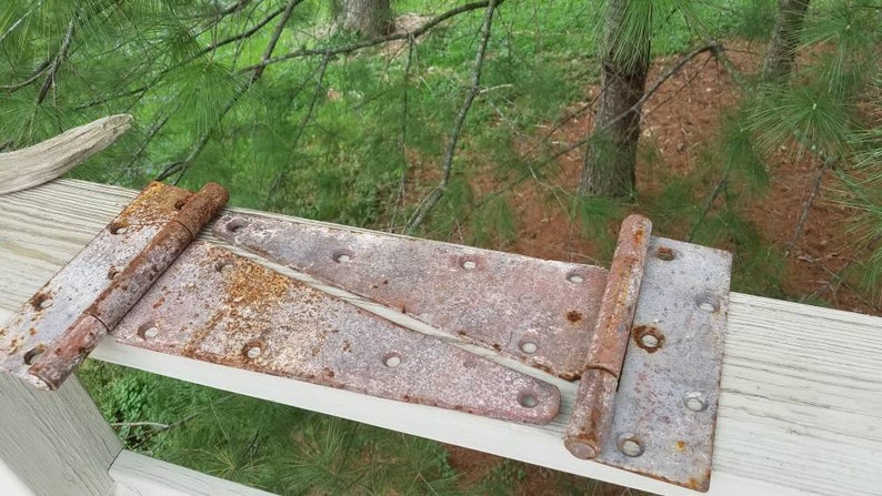 Large Door Strap Hinges Chipped Paint /& Rusty Set of 2 Rustic Hardware #9