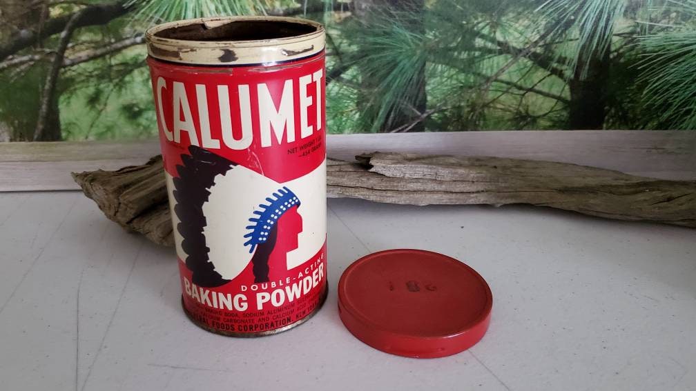 Calumet Baking Powder Tin 14.3 Ounce Chief Image Metal Lid