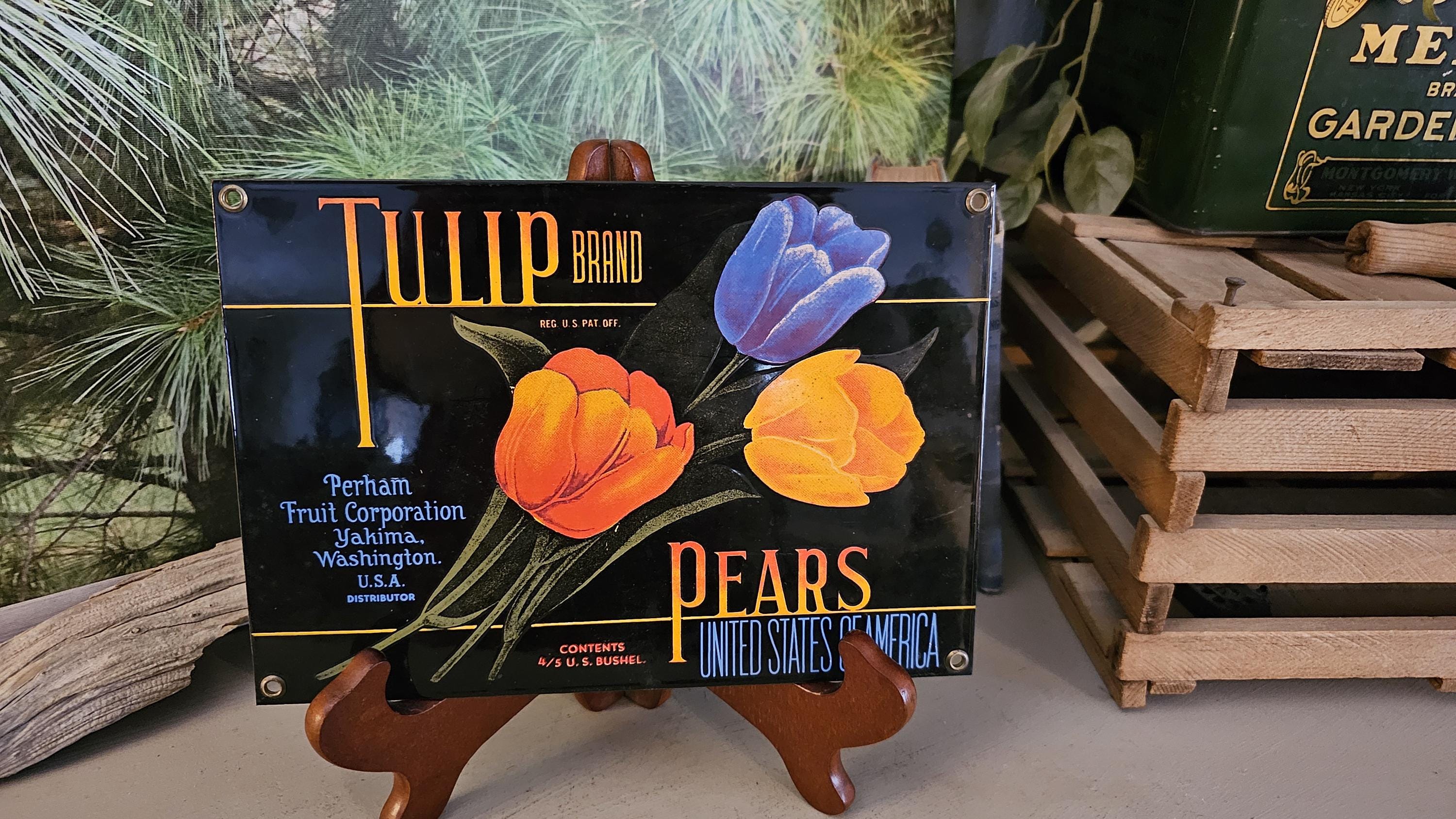 Vintage Tulip Brand Pears Porcelain Enamel Sign: Ande Rooney Advertising