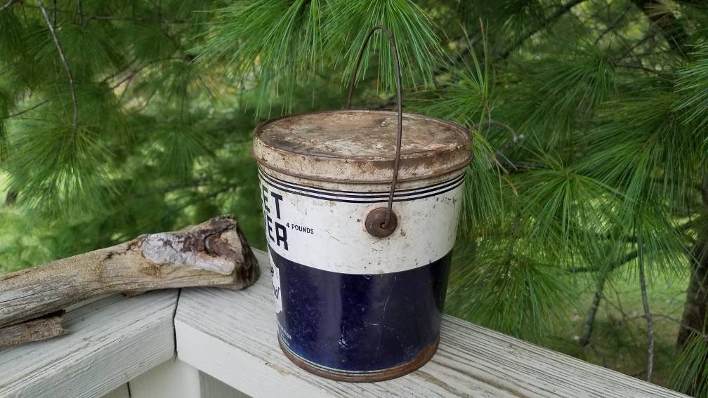 Sweet Clover Brand Pure Lard Pail 4 Lb: Rustic Advertising Country