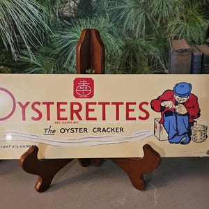 Vintage OYSTERETTES Advertising Sign: 1990 Nabisco Porcelain Enamel