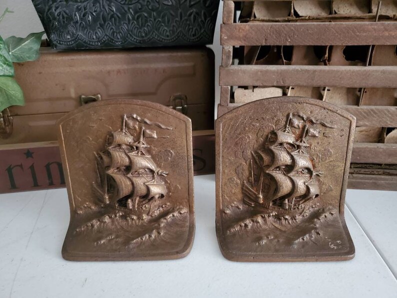 Cast Iron Spanish Galleon Style Bookends / Cast Iron Nautical Etsy
