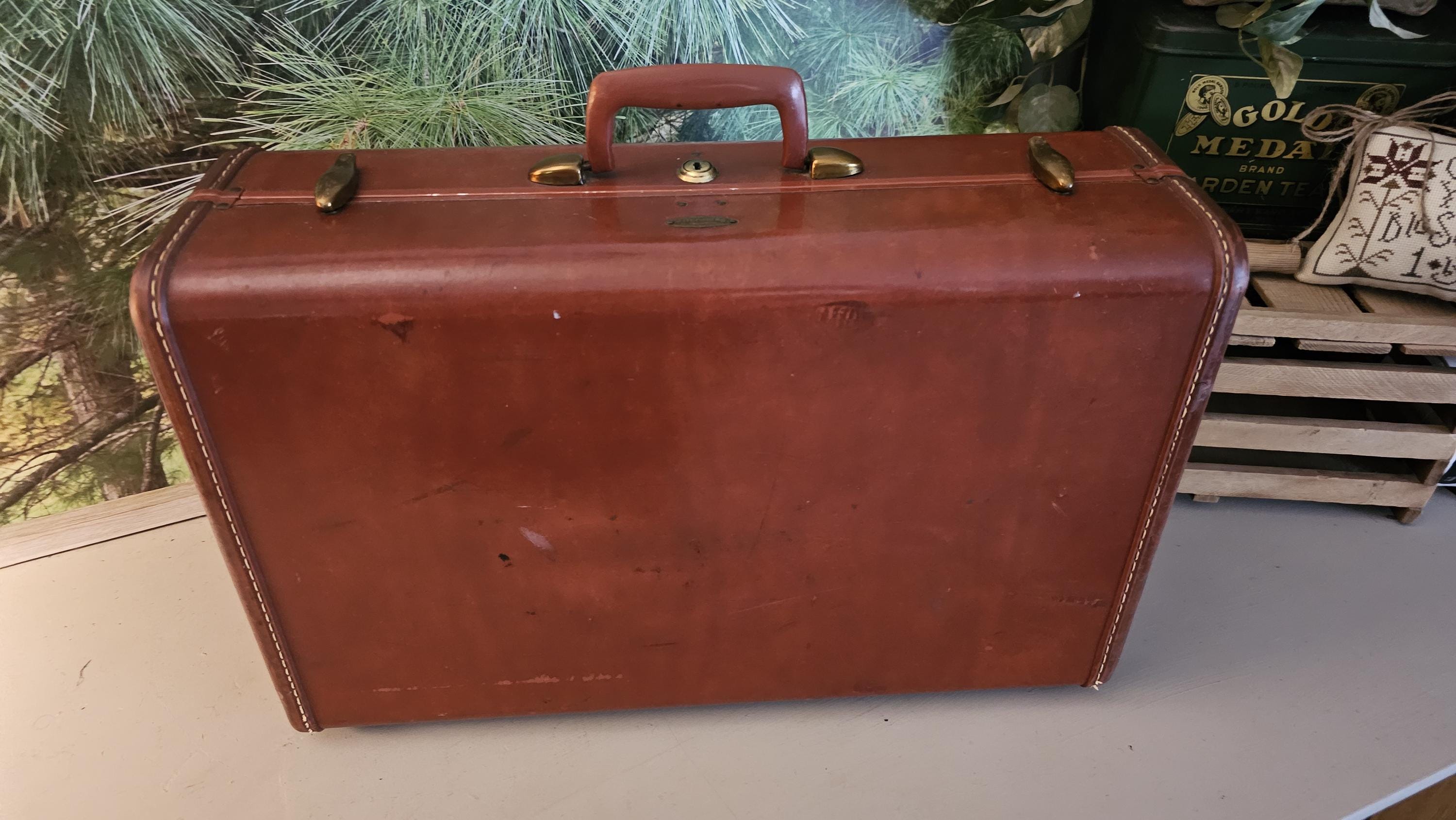 Vintage Brown Samsonite Suitcase: Schwayder Bros. Photo Prop, Home