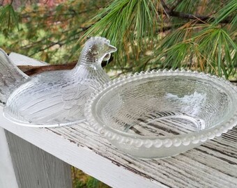 Clear Glass Chicken Hen on Nest by Indiana Glass Collectible
